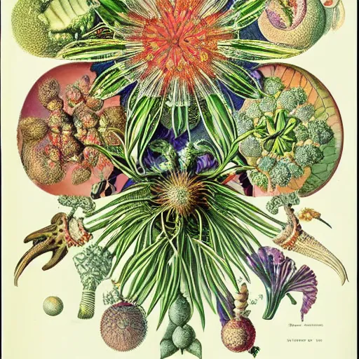 Image similar to magical botany by ernst haeckel