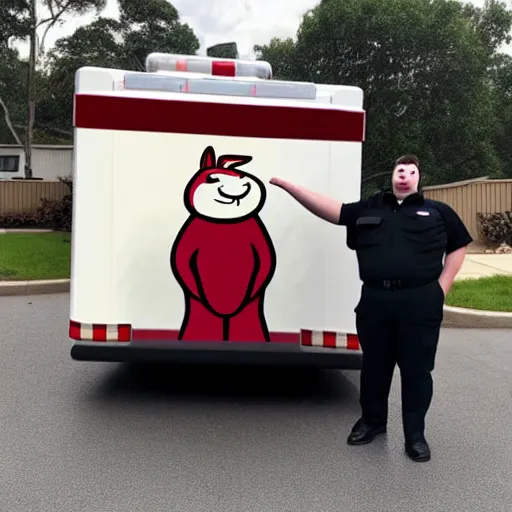 Image similar to big chungus meme, anthropomorphic ambulance shaped like big chungus, high resolution photo