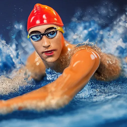 Image similar to Swimmer action figure, highly detailed, studio lighting