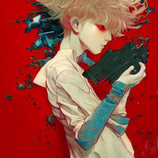 Image similar to prompt : red portrait soft light painted by james jean and katsuhiro otomo and erik jones, inspired by evangeleon anime, smooth face feature, intricate oil painting, high detail illustration, sharp high detail, manga and anime 1 9 9 0