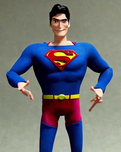 Prompt: christopher reeve ’ s superman as a highly detailed stop motion puppet, in the style of laika studios ’ s paranorman, coraline, kubo and the two strings shot in the style