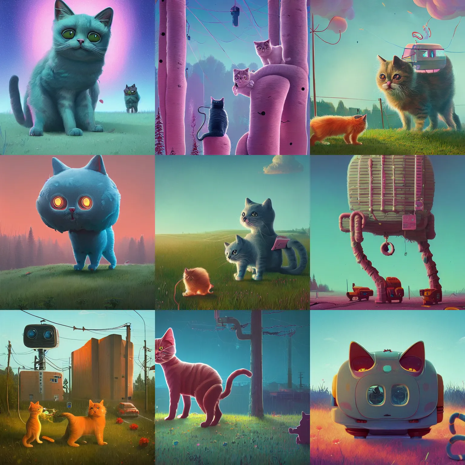 Prompt: ! dream cute cat 8 k 2 8 by simon stalenhag