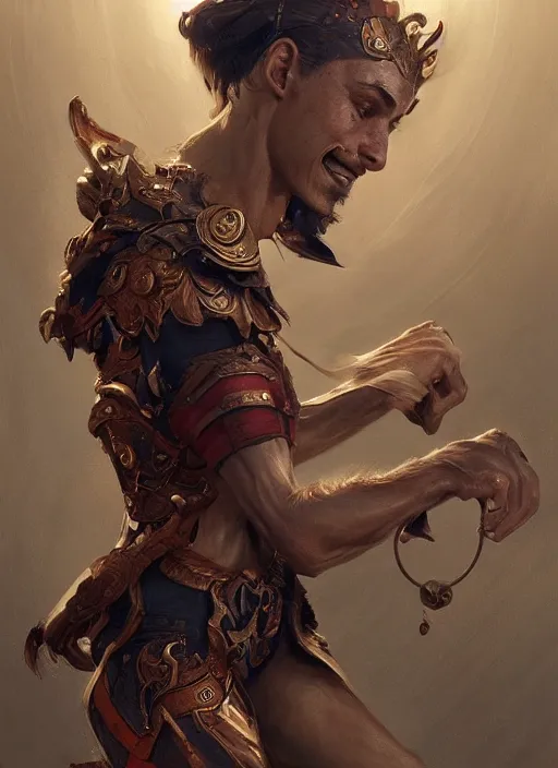 Image similar to digital _ painting _ of _ person juggling _ by _ filipe _ pagliuso _ and _ justin _ gerard _ symmetric _ fantasy _ highly _ detailed _ realistic _ intricate _ port