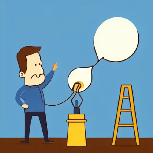 Image similar to A man changing a light bulb, minimalistic cartoon