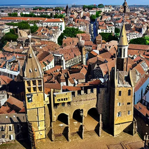 Prompt: medieval city standing on a giant gear