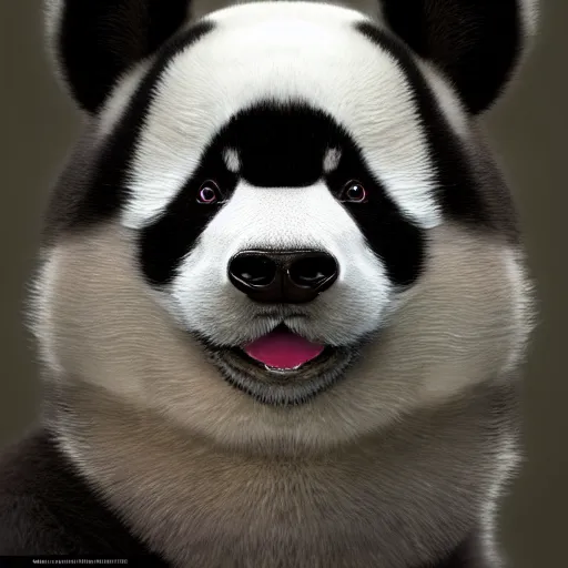 Prompt: cross between a panda and a corgi : by michal karcz, guillermo del toro :, dynamic, particulate, intricate, elegant, highly detailed, centered, artstation, smooth, sharp focus, octane render