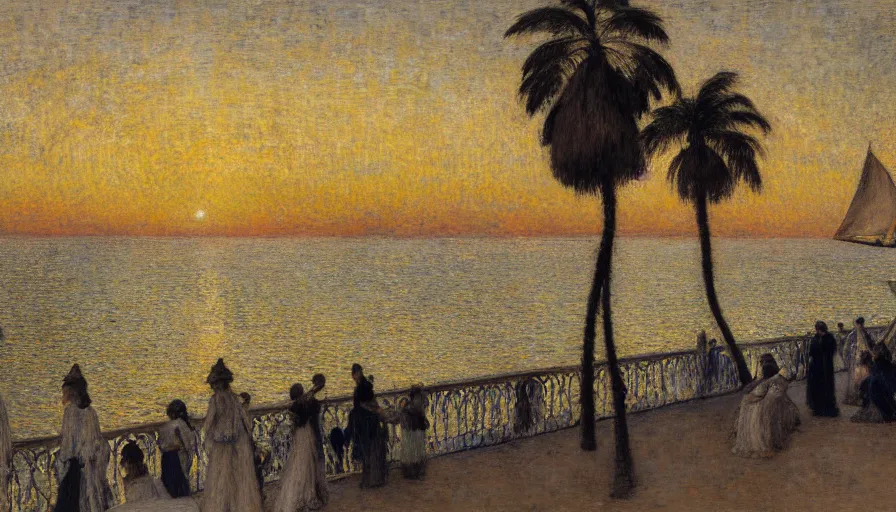 Image similar to a ultradetailed beautiful painting of the night sky of the amazonas golden white palace balustrade designed by jules bastien - lepage, tarsila do amaral, frank weston and gustave baumann, beach, trending on artstation, mediterranean, palm trees, sharp focus, sail boats, soft light, 8 k 4 k