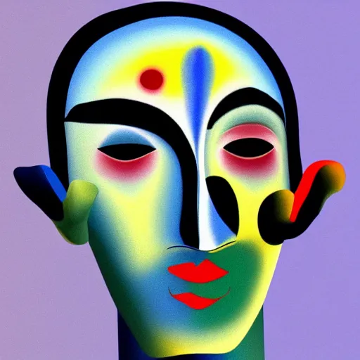 Prompt: painting of a face by Kandinsky with smooth gradients; background has random abstract art; 3d unreal engine, 4k 3d render