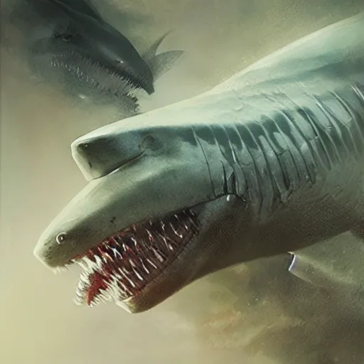 Image similar to ruan jia illustration of a shark, Alien mouth