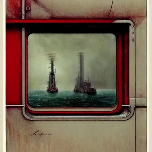 Prompt: ( ( ( ( ( 1 9 5 0 s retro future industrial steam ship window. muted colors. ) ) ) ) ) by jean baptiste monge!!!!!!!!!!!!!!!!!!!!!!!!! chrome red