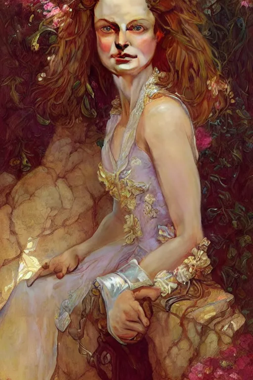 Prompt: Heather Graham portrait, fantasy, elegant, intricate, by Stanley Artgerm Lau, greg rutkowski, thomas kindkade, alphonse mucha, loish, norman Rockwell