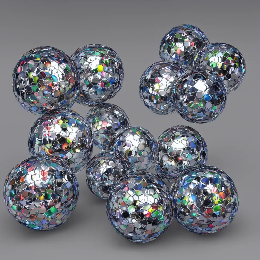 Image similar to chrome spheres on chromatic cube by ayami kojima and John Jude Palencar, glossy finish, CG society
