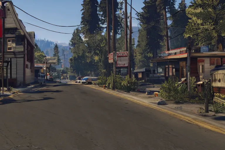 Image similar to screenshot of Grand Theft Auto 9: Nevada City California, for ps5, Highly Detailed, Unreal engine 5, HD, 8k, GTX 3090