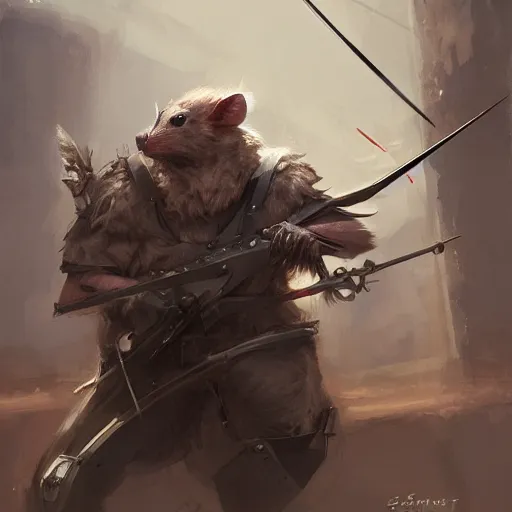 Prompt: rat with a crossbow by Stanley Artgerm Lau, WLOP, Rossdraws, James Jean, Andrei Riabovitchev, Marc Simonetti, tranding on artstation