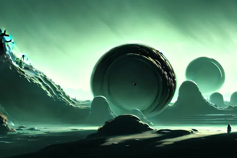 Image similar to cinematic surface of an alien planet, concept art trending on artstation,