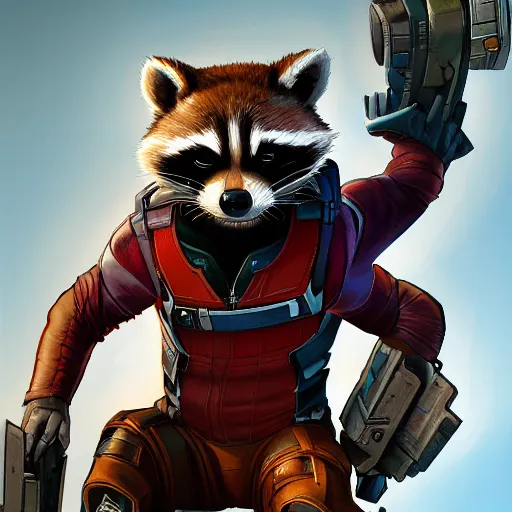 Prompt: rocket raccoon from the guardians of the galaxy movie, portrait, digital painting, artstation, highly detailed