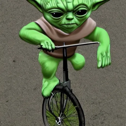 Prompt: yoda riding a unicycle