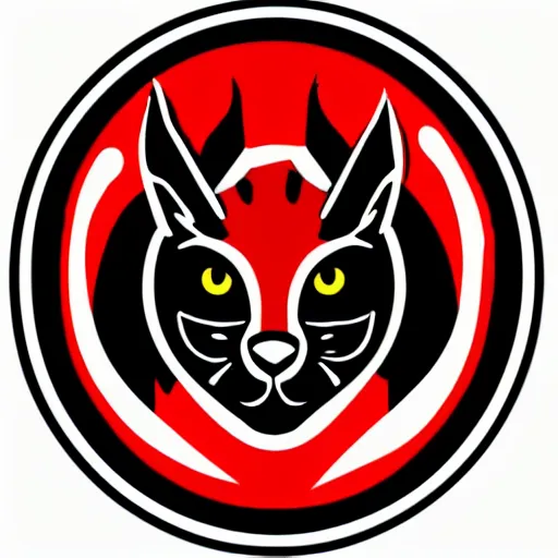 Prompt: Stylised red and black lynx logo for an aerospace company, red on black.