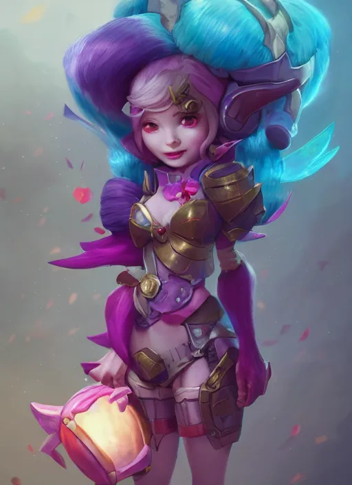 Image similar to poppy, from league of legends, fairy defender, au naturel, hyper detailed, digital art, trending in artstation, cinematic lighting, studio quality, smooth render, unreal engine 5 rendered, octane rendered, art style by klimt and nixeu and ian sprigger and wlop and krenz cushart