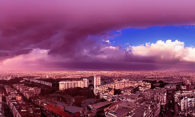 Image similar to panorama of a perfect cloudless blue sky filled with big raindrops, hot and sunny highly-detailed, elegant, dramatic lighting, artstation, 4k, cinematic landscape, photograph by National Geographic