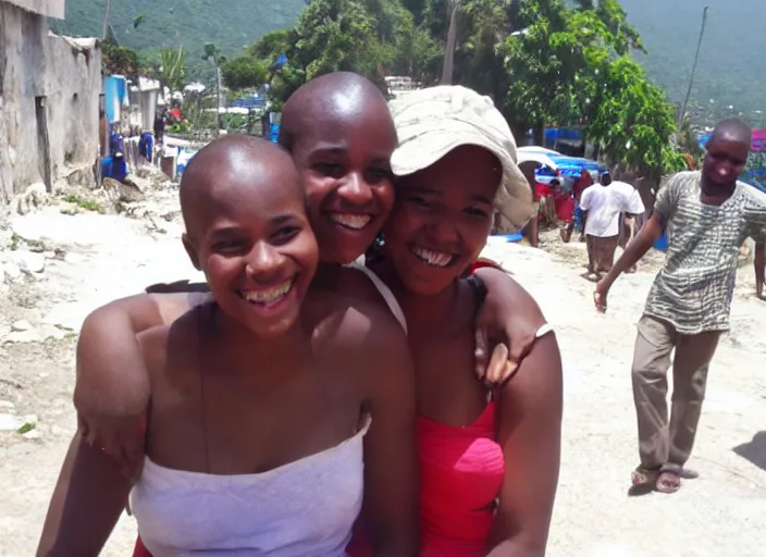 Prompt: i looked so happy and young when they took me this picture in port - au - prince