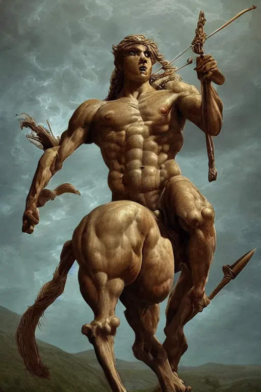 Prompt: “men of nature” Greek mythology centaur, half human half horse, Sagittarius, 4k detailed hyperrealistic digital photo by Justin Gerard, Beeple, Gustave Dore, Artstation, CGsociety
