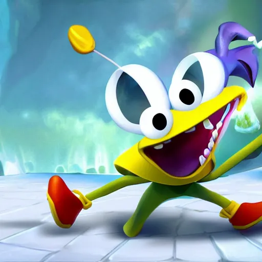 Image similar to hyper realistic render of rayman, white background