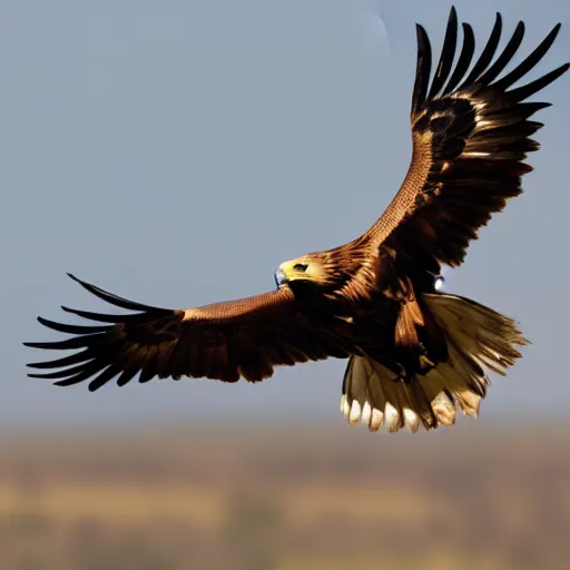 Prompt: a golden eagle with a shield on its body