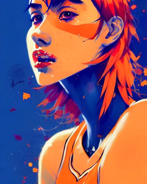 Image similar to a ultradetailed beautiful panting of a stylish girl in a knicks jersey, by conrad roset, greg rutkowski and makoto shinkai, trending on artstation