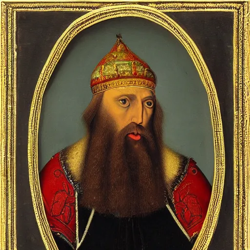 Prompt: the portrait of Ivan the Terrible wide angle, high detail, width 768,