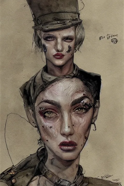 Image similar to portrait fashion model artwork by enki bilal