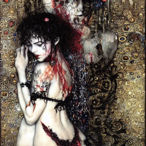 Image similar to depraved vampire, intricate detail, klimt, royo, royo, whealan,