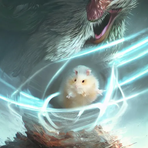 Image similar to hen/hamster, magic the gathering artwork, D&D, fantasy, cinematic lighting, centered, symmetrical, highly detailed, digital painting, artstation, concept art, smooth, sharp focus, illustration, volumetric lighting, epic Composition, 8k, art by Akihiko Yoshida and Greg Rutkowski and Craig Mullins, oil painting, cgsociety