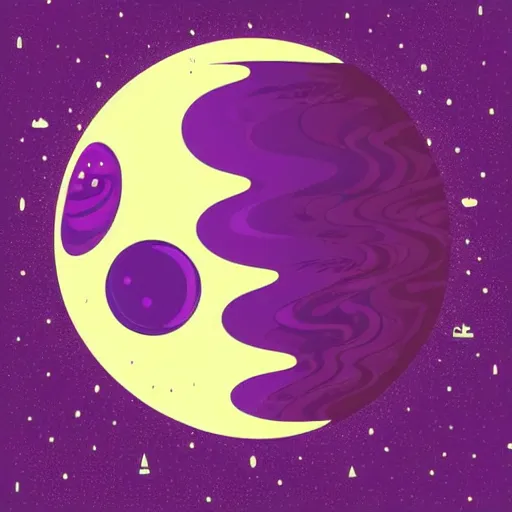 Prompt: beautiful detailed vector art of the moon, blue and purple with black background, style of tom whalen, enamel pin