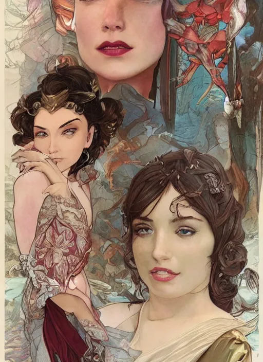 Image similar to disney snow white ( ( ana de armas ) ), dreamscape, girl, masterpiece, intricate, elegant, highly detailed, my rendition, digital painting, artstation, concept art, smooth, sharp focus, illustration, art by artgerm and greg rutkowski and alphonse mucha and uang guangjian and gil elvgren and sachin teng, symmetry!!