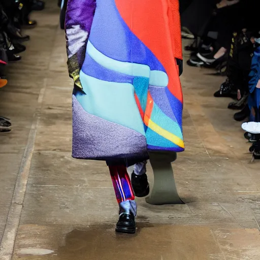 Image similar to A colorful avant-garde coat designed by Yohji Yamamoto, Raf Simons, Dries Van Noten