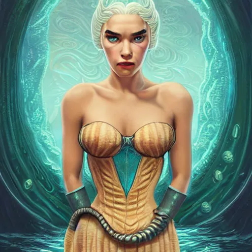 Prompt: underwater lofi bioshock daenerys targaryen portrait, Pixar style, by Tristan Eaton Stanley Artgerm and Tom Bagshaw.