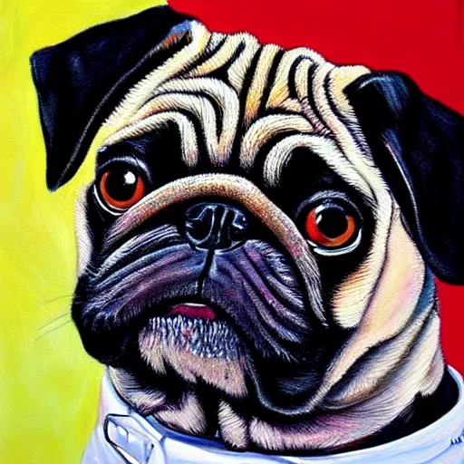 Prompt: a pug president of the usa. formal. amazing painting. beautiful. high resolution. highly realistic. close - up.