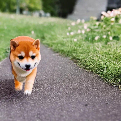 Prompt: close up photo of a tiny emma watson walking her shiba inu, cinematic, shallow dof, 3 5 mm, 4 k, macro