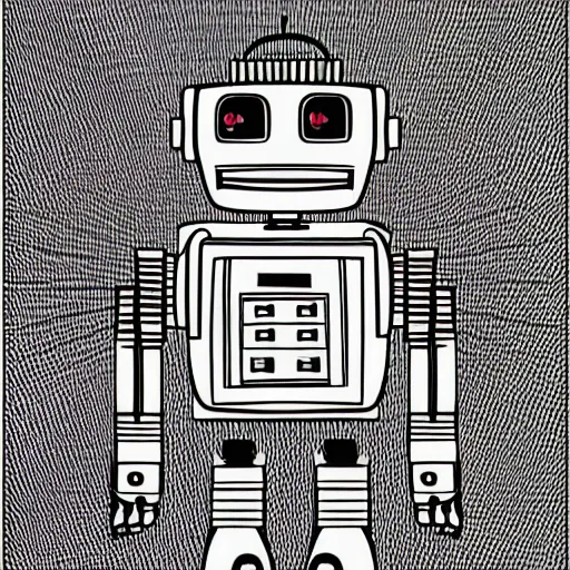 Image similar to robot. digital pen illustration.