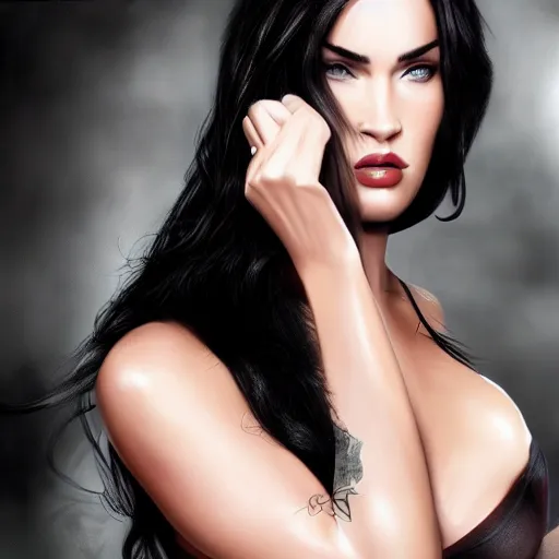 Image similar to dark haired attractive woman fighting with megan fox, photorealistic,