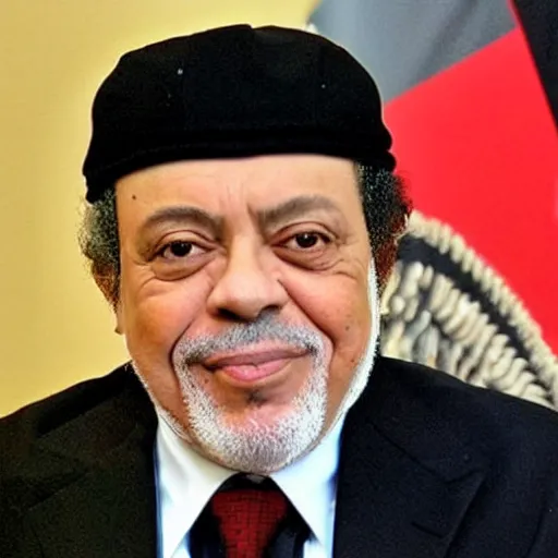 Image similar to carlos santana as the president of libya