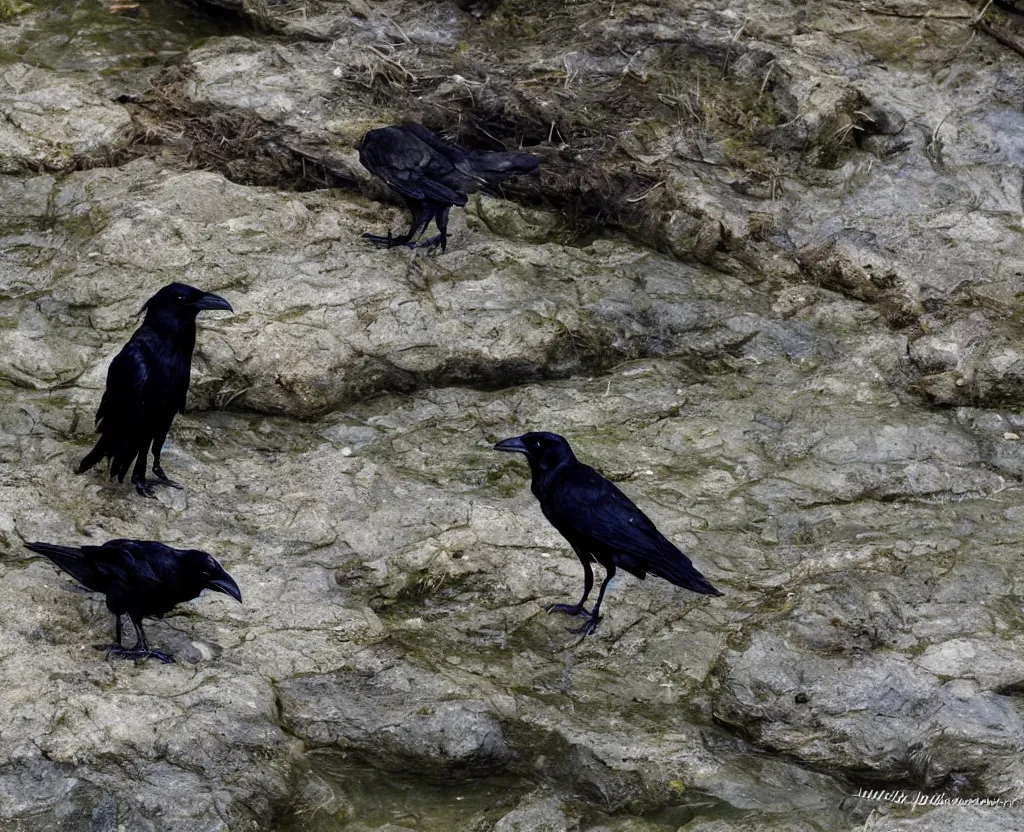 Image similar to Raven drinking water from a river