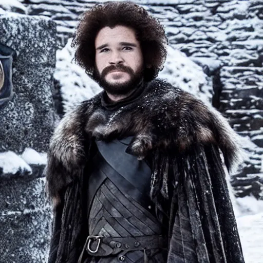 Image similar to bob ross in game of thrones screaming at jon snow