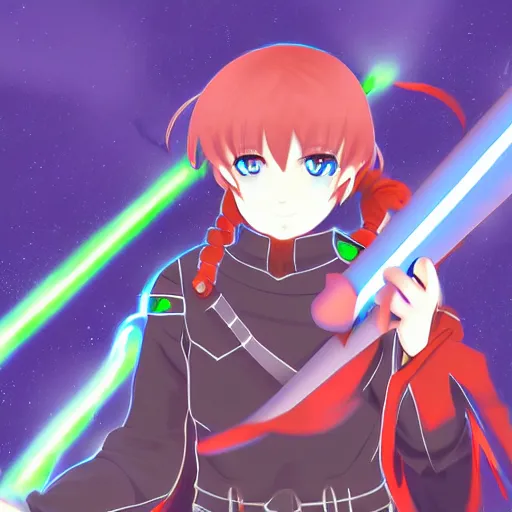 Image similar to a girl wielding a photon sword art by akikazu mizuno