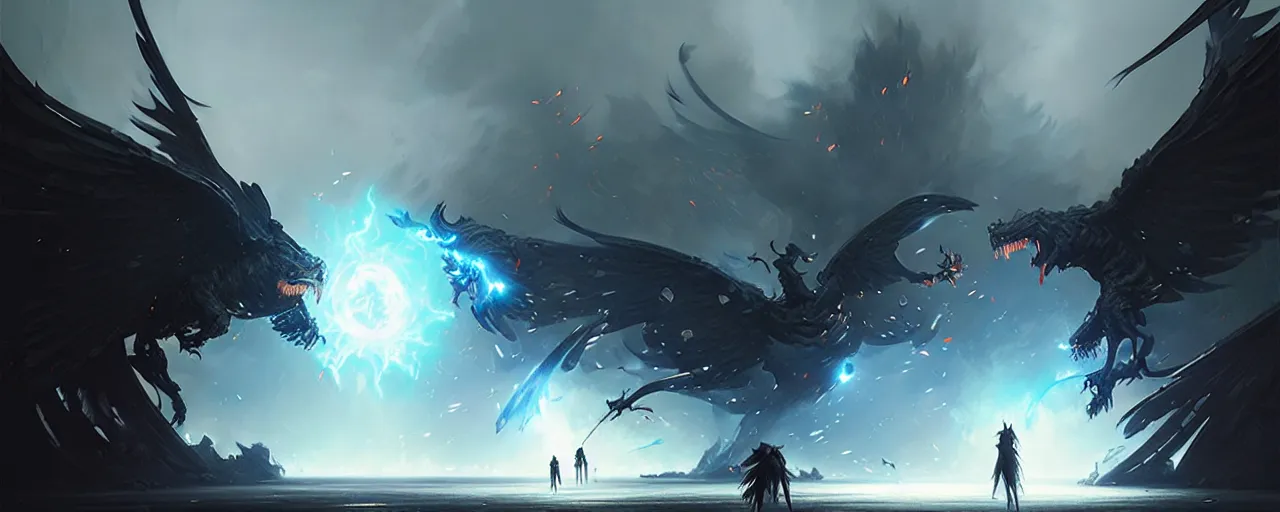 Image similar to fight between good and evil in virtual reality, detailed digital art by greg rutkowski.