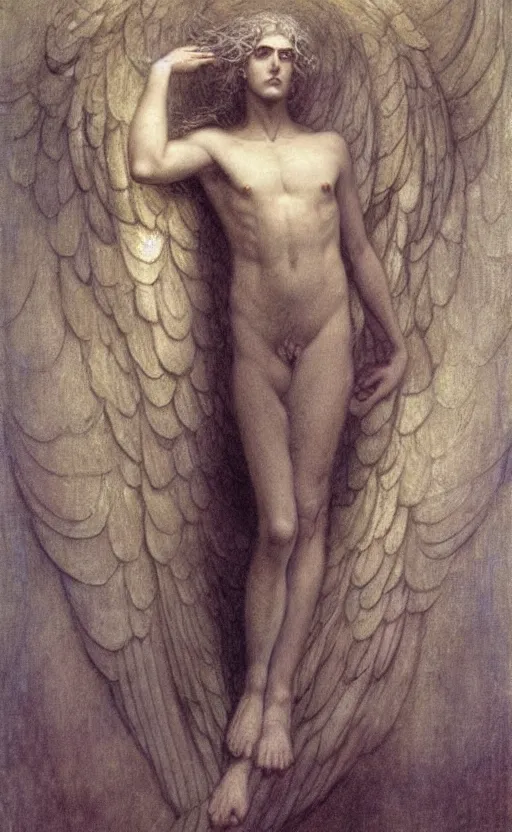 Image similar to Say who is this with silver hair so dark and Wan! and thin? beautiful lone single Male!! angel, Hades Death, in the style of Jean Delville, Lucien Lévy-Dhurmer, Fernand Keller, Fernand Khnopff, oil on canvas, 1896, 4K resolution, aesthetic, mystery