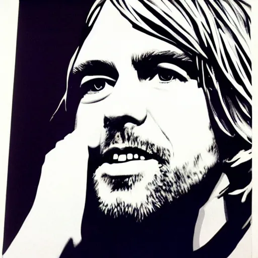 Image similar to kurt cobain pop art by andy warhol,