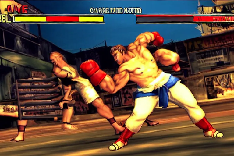 Prompt: ryan gosling in street fighter iv, in - game screenshot