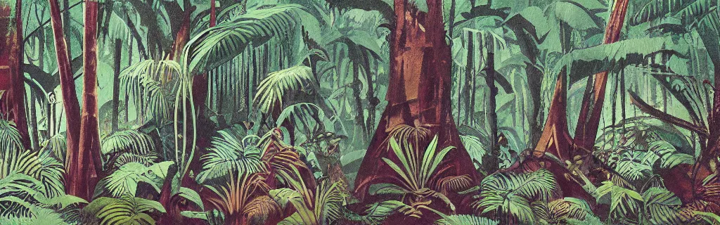 Image similar to jungle ruins rainforest, gouache, animated film, stylised, illustration, by paul felix, alex nino